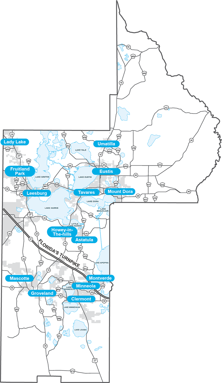 Map of Lake County, FL